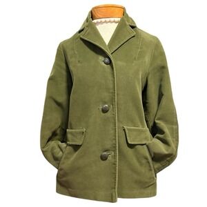 Vtg Velvet Suede Coat Jacket Blazer 1960s Mod Retro Olive Green S/M St. Aumont